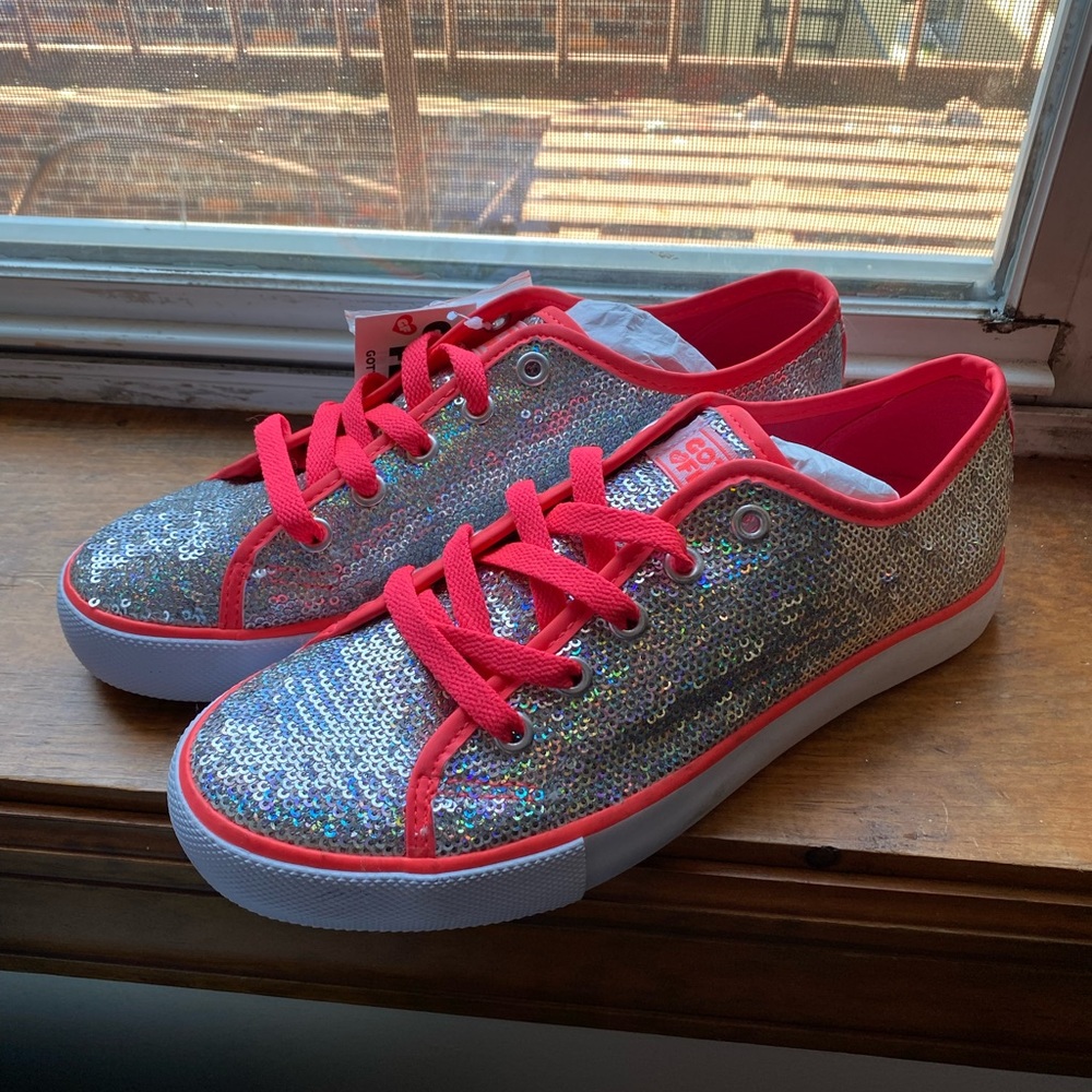 Gotta Flurt Pink and Silver Sequins Sneakers